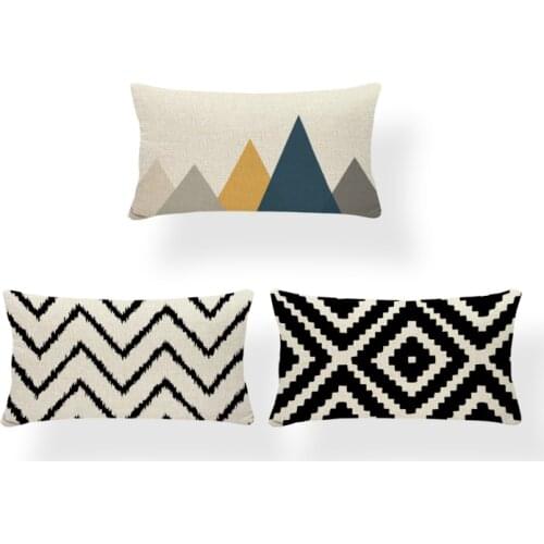 Rectangle Cushion Cover Geometry Pillow Cover Nordic Style Decoration Throw Pillow Covers Zigzag 30X50 Cotton Linen Customized