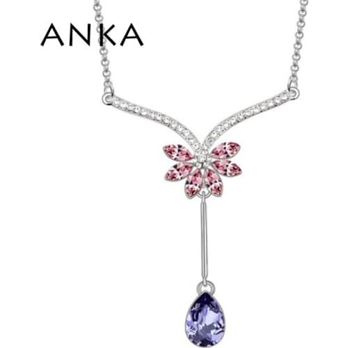 ANKA Jewelry Sale New Arrival Vintage Jewelry Crystal Flower Chokers Necklace Crystals From Austria Pendants Gift #92756