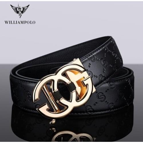 WILLIAMPOLO Mens belt Genuine Leather Male belt Luxury Brand Alloy Metal Buckle Designer Belts Waist Strap Belts for men Jeans