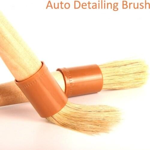 2019 New Beech Handle Bristles Hair Brush Car Wheel Rim Clean Interior Air Vent Engine Brush Car Wash Auto Detailing Accessory