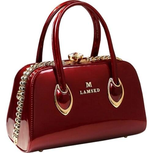ICEV luxury handbag women bag designer high quality stereotype boston patent leather handbags ladies evening clutch top handle