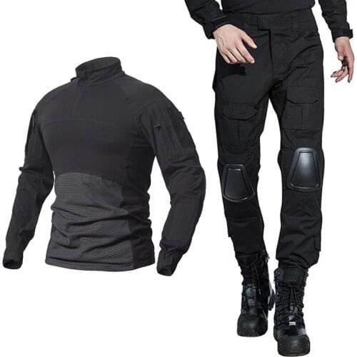 Tactical Suit Military Uniform Training Suit Camouflage Hunting Shirts Pants Paintball Clothes Sets with Free Pads 10 Pockets