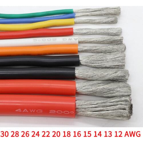 1M/2M/5M Extra Soft High Temperature Silicone Wire 12 13 14 15 16 17 18 20 22 24 26 28 30AWG Heat-resistant Cable