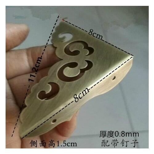 Corner Brackets Chinese antique furniture accessories copper three corner angle hollow wooden door trim angle