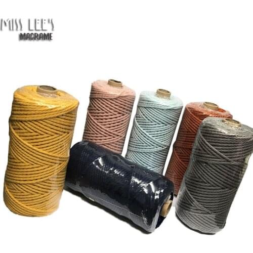 High Quality 100% pure cotton Yarns 3mm Weaving Wall hanging Macrame bags 3 PLY Macrame Cords 100M