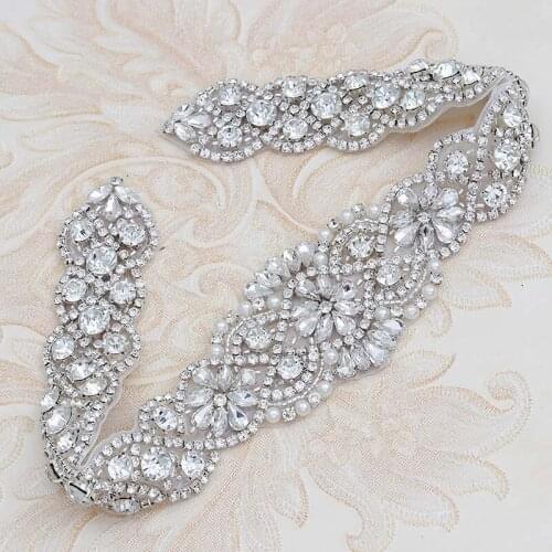 WENXI (10 pcs) Wholesale Bridal Gown Sash Crystal Rhinestones Appliques Accessory For Wedding Dress Belt WX829