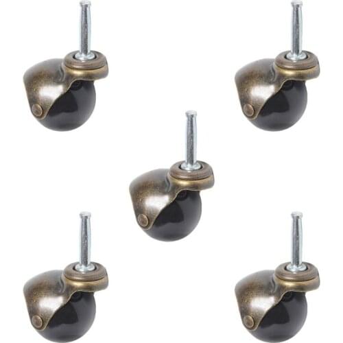 5PCS Replacement 2 inch Swivel Caster Wheels Antique Brass Ball Caster with Long Stem Total 330lbs Capacity for Furniture