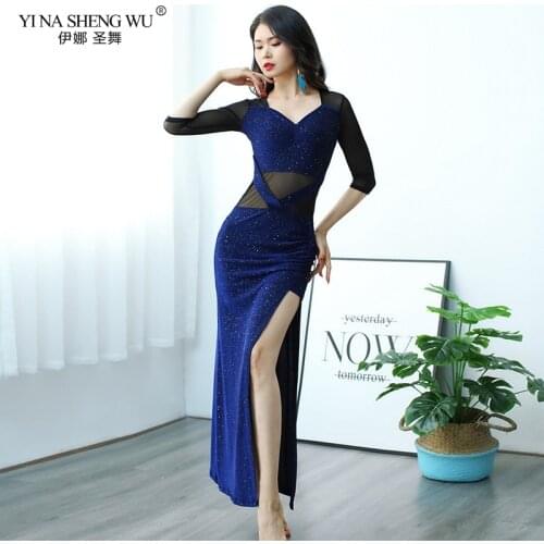Women Belly Dance Costume Mesh Splice Dance Dress Profession Bellydance Dresses With Shorts Lady Sexy Practice Wear Split Skirt
