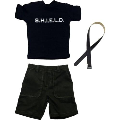 1/6 Scale Male Suit T-Shirt Shorts Belt Clothing Set for 12" Body