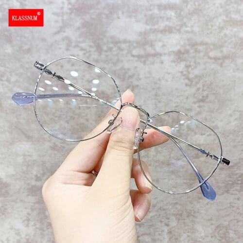 1PCs Metal Glasses Frame Women Anti Blue Light Irregular Round Glasses Unisex Water Drop Transparent Eyewear Frames Adult 2021