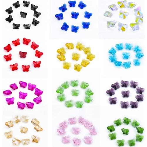 10pcs Crystal Glass Butterfly Bead Chandelier Parts Crystals Prism Faceted Loose Spacer Beads for DIY Jewelry Finding Making