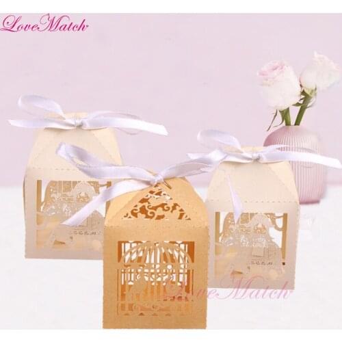 50pcs Laser Cut Bird Cage Elephant Candy Box Delicate Wedding Favors Party Paper Gift Box Party Supplies and Decoration Marriage