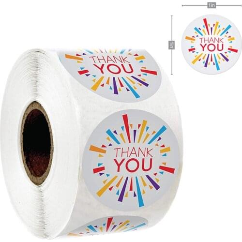 50Pcs/wad Color Thank You Stickers Seal Labels Sticker for Gift Packaging Seal Labels Scrapbooking Stickers Stationery 1inch