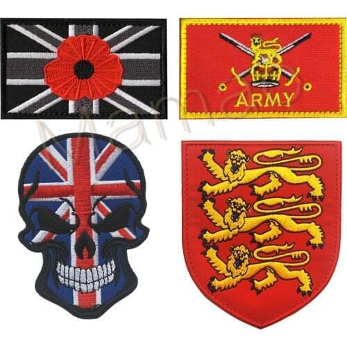 England Royal Coat of Arms British Army Ensign Flag Embroidered Emblem British Lion Shield Patch Badge for Jacket Coat Backpack