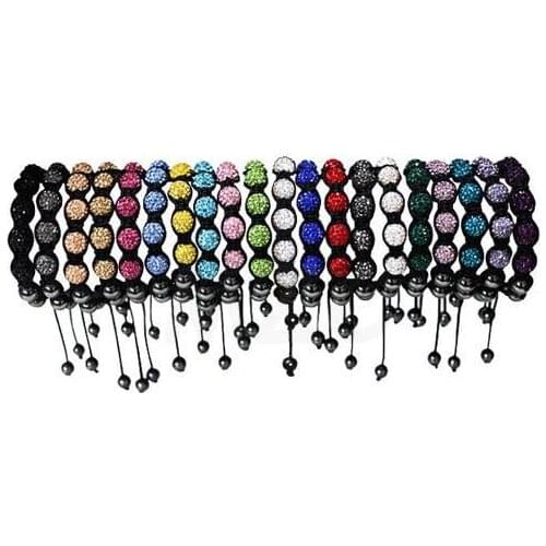 Shipping free! 20 Pcs/lot VW 10mm 9 Micro Pave Disco Ball Beads men mix crystal bracelet Lot .good bracelets