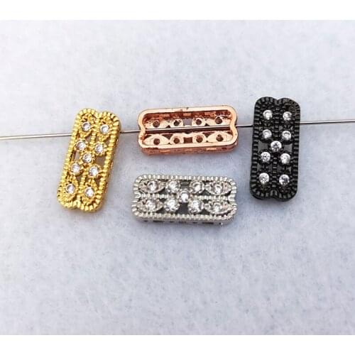 5 Pcs Handmade Charm Micro Pave Cubic Zirconia rectangle Connector Beads DIY Bracelet Accessories Jewelry Making CT522