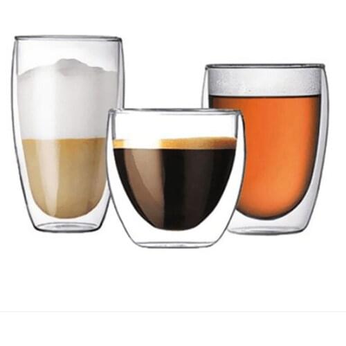Household Drinkware Heat Resistant Double Layers Glass Kungfu Tea Cup Coffee Milk Glass Cup