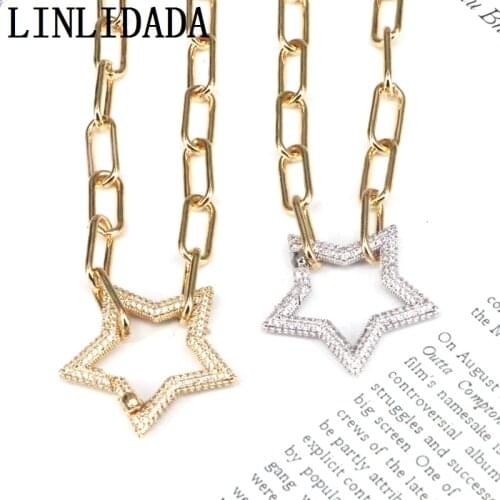 Fashion 5Pcs Cubic Zirconia Micro Pave Star pendants gold silver color chain necklace for women jewelry gift for women