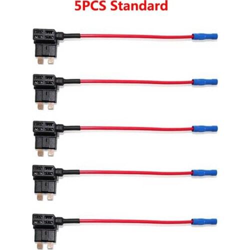 5PCS Add-a-circuit Medium Car Automobile Blade Fuse Holder Electric Appliance Fuses Tap Adapter,10A Standard Fuse Optional