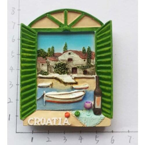 European travel souvenir fridge magnets Croatia window stereo abstract painting embossed magnetic sticker