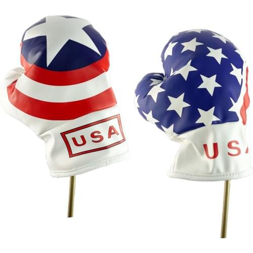NRC Golf Headcovers for Driver Fairway Woods Boxing Glove USA PU Leather Golf Club #1 #3 #5 Wood Headcovers