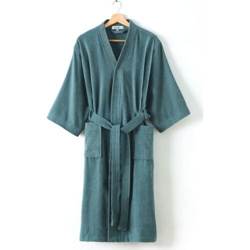 Autumn Winter New 100% Cotton Toweling Kimono Robe Bathrobe Men And Women Oversized Sleepwear Female Long Home Bathrobe Gown