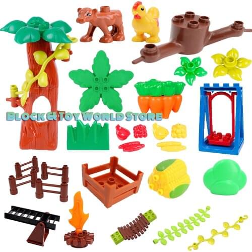 Klocki Toys Farm Plant Series Big Size Building Blocks Flower Grass Tree Fruit Accessories Compatible Toys For Children