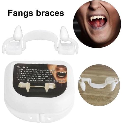 Halloween Teeth Brace Safe Telescopic ABS Zombie False Teeth Fang For Carnival Halloween Simulation Retro Vampires Fangs Cosplay