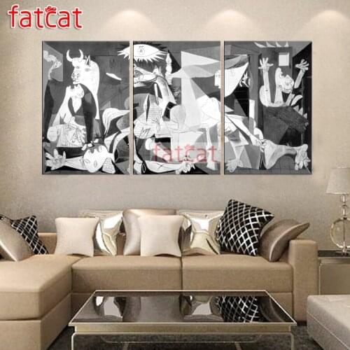 FATCAT 5D Diy Diamond Painting Abstract art people Triptych full mosaic drill square round diamond Embroidery Decoration AE1646