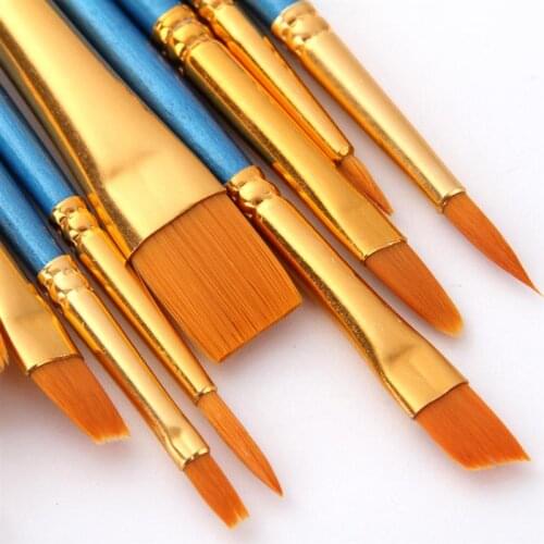10pcs /Set Watercolor Gouache Paint Brushes Nylon Painting Brush Pen Oil Acrylic Watercolor Pen Handle Paint Brush Set A4