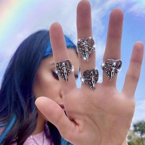 Unique Design Goddess Ring For Womens Gothic Steampunk Angel Wings Ring Party Anniversary Adult Vintage Jewelry Gift Wholesale