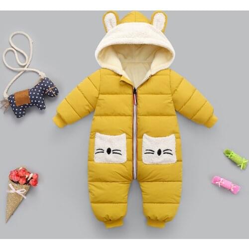 2020 Winter Baby Boys Snowsuit Waterproof Plus Velvet Thick Warm Newborn Rompers Toddler Snow Suit Baby Girl Jumpsuit