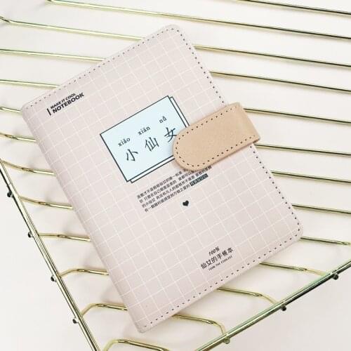 Leather Hand Ledger Checkered Color Page Hand Ledger Notebook Notebook Diary Plan Book Notepad