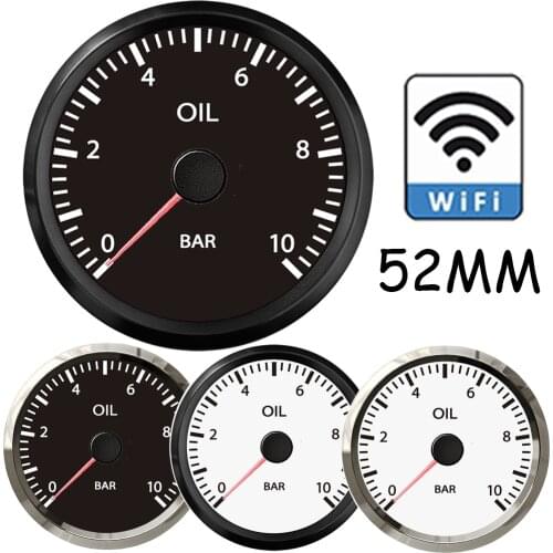 New 52mm WiFi Oil Pressure Gauge 0-10Bar Programmable Compatible with All Types or Ranges Ohm Signal Sensor DC 12/24V Universal