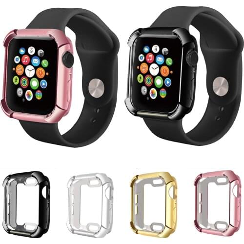 Soft TPU Protect Watch Case for Apple Watch 4 Series 4 Cover 44mm 40mm Shock Proof Bumper Frame Plating Silicone Case