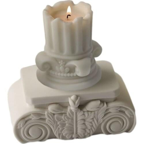 New Silicone Mold For European Marble Pillar Base DIY Handmade Resin Crafts Plaster Casting Mold Candle Holder Making Mould