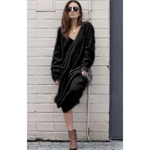Autumn Winter V neck Knitted Bodycon Maxi Dress Casual Loose Long Sleeve Women Elegant Fashion Long Dresses Dress 2021