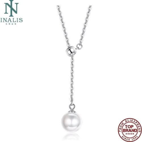 INALIS 925 Sterling Silver Necklaces Shell Pearl Elegant Pendant Necklace For Women Smooth Bead Fine Jewelry Hot Selling Gift