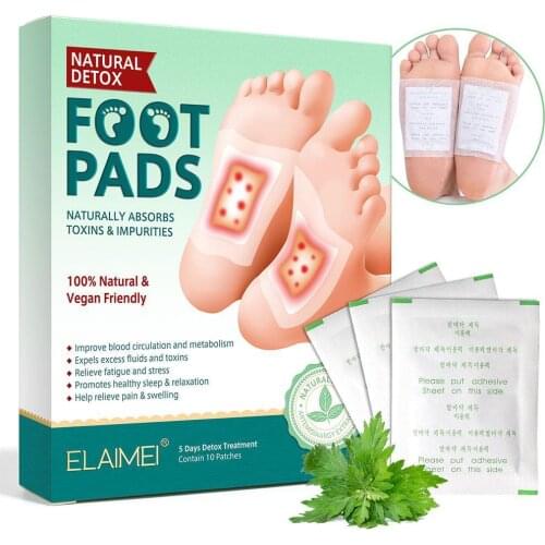 10pcs/Box Foot Patch Natural Chinese Herbal Medicine Wormwood Detox Cleaning Self-heating Patches Relieve Stress Aid Sleeping