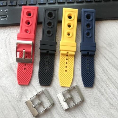 22mm 24 mm Black Silicone Rubber Watch Band Strap With Watches Thicken Buckle Belt Watch Accessories + Tools For Breitling