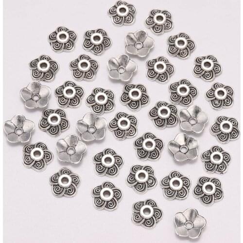100pcs/Lot 8.5mm Carved Beads Caps Plum Blossom Flower Loose Sparer Apart End Bead Caps For DIY Jewelry Making Findings