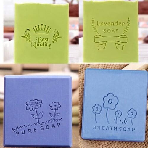 Flower Letter Pattern Stamp Home Cleaning Natural Seal Acrylic Transparent Imprint Soap Stamp For Diy Handmade Making Chapter