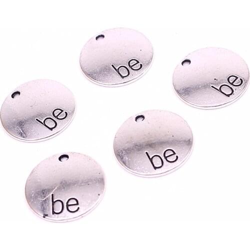 Sweet Bell 60pcs 16mm Alphabet Letters "Be" Charms Vintage Metal Zinc Alloy Round Trendy Charms for Jewelry 4A634