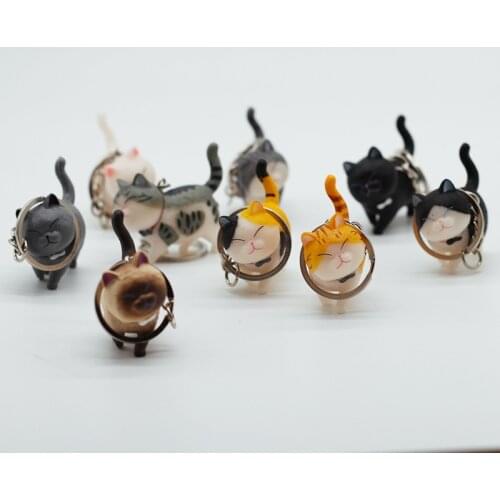 Random 1pcs cartoon cat doll keychain ladies and girls bag decoration shorthair cat beautiful gift for girlfriend