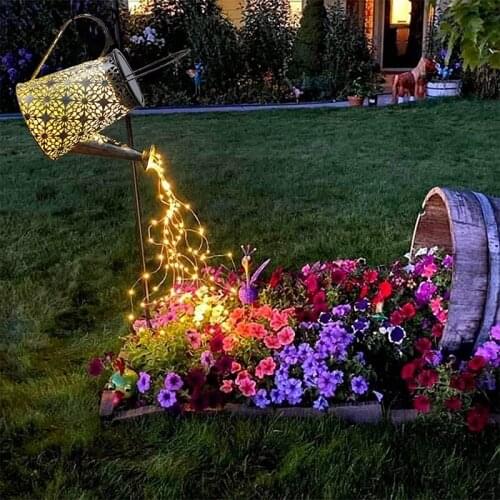 Outdoor Decorative Garden Solar Lights Waterproof Landscape Fairy Light Retro Watering Can Solar Lights For Patio Yard
