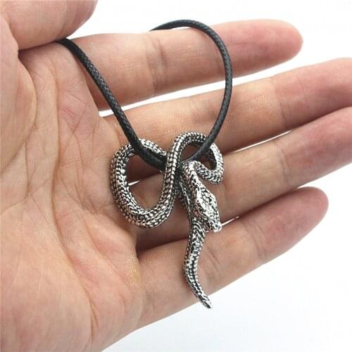 Punk Vintage Silver Snake Pendant Necklace Jewelry Mens Womens Hip hop Ferocious Eye Snake King Charms XL77