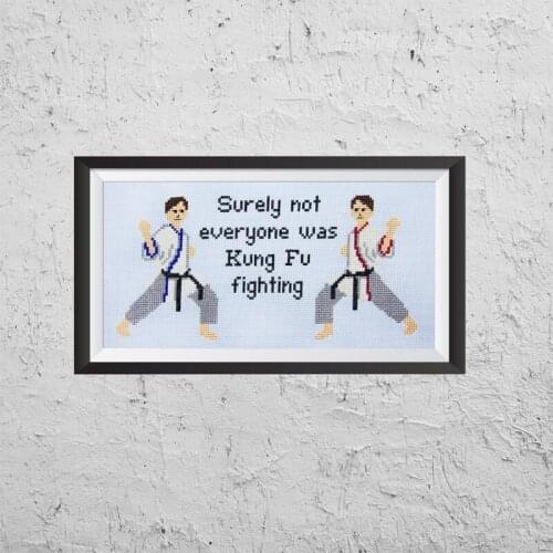 Embroidery Surely Not Everyone Was Kung Fu Fighting Modern Cross Stitch with 100% Cotton Floss & Free Shipping for Home Decor