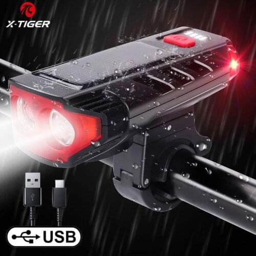 X-TIGER Bicycle Light Solar 2000 mAh USB Rechargeable MTB Bike Horn Lamp 600 Lumens Waterproof Cycling Light With Power Bank