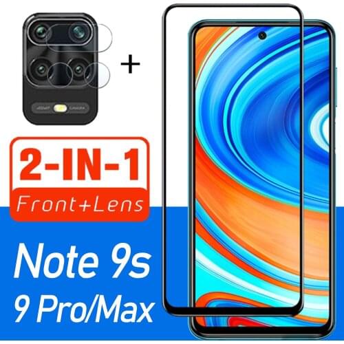 Protective glass for redmi note 9s 9 s pro max screen protector with camera lens for xiaomi readmi note9 9pro tempered glas 2in1