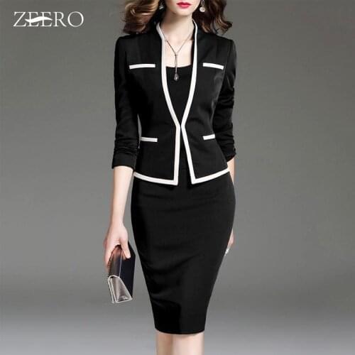 Women Suit Office Work Wear Black Suit And Vest Dress Women Suits Office Sets Skirt Plus Size 6XL Women Set Blazer Skirt Set